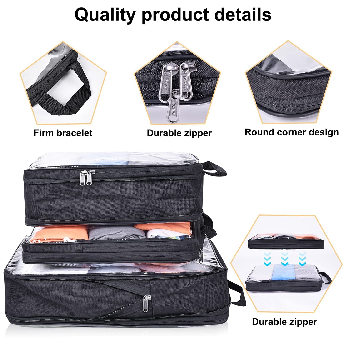 6 Set Compression Packing Cubes Travel Accessories Expandable Packing Organizers